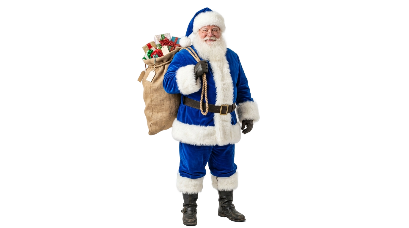 blue santa png PNG transparent background