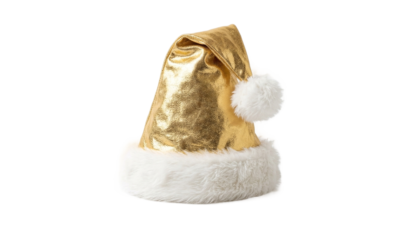 gold santa hat png PNG transparent background