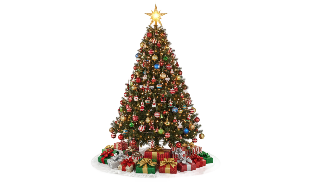 christmas tree with gifts png PNG transparent background