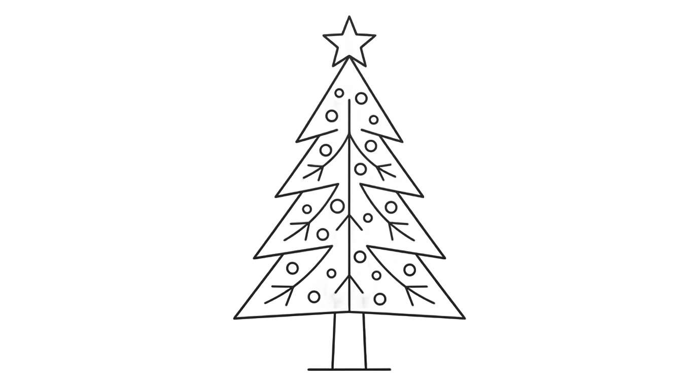 christmas tree line art png PNG transparent background