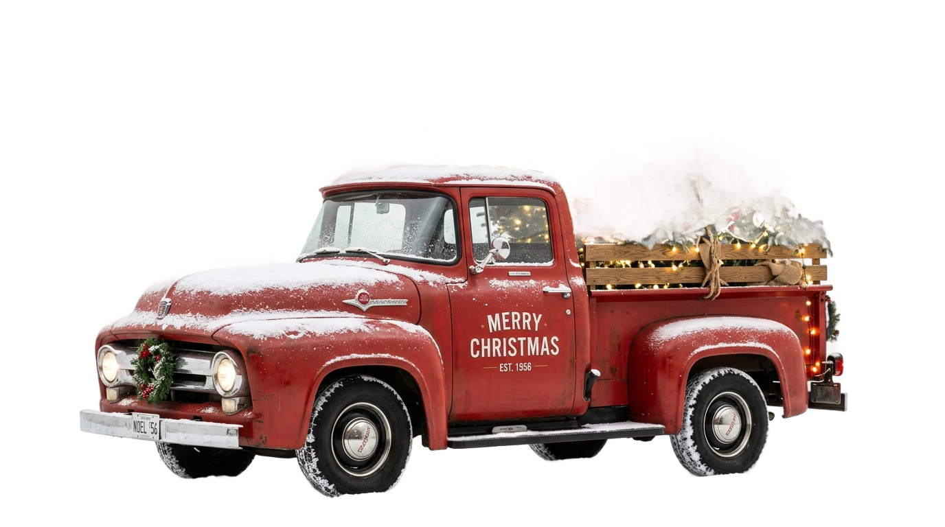 christmas truck with tree png PNG transparent background