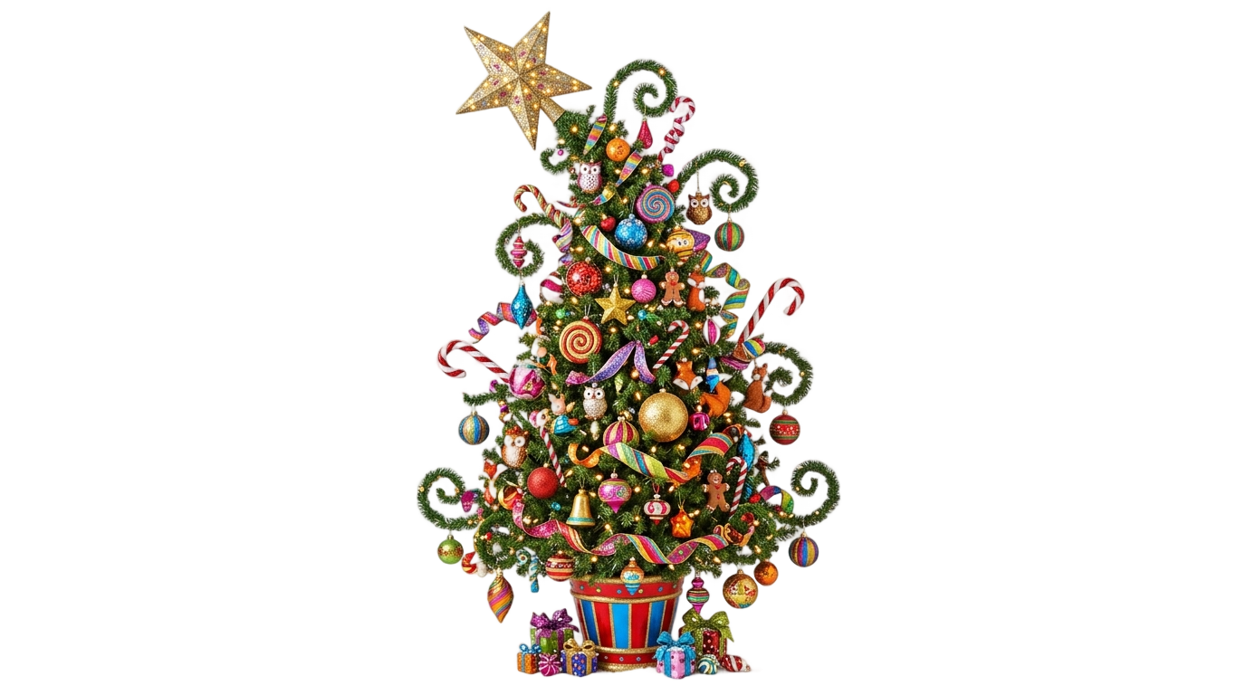 whimsical christmas tree png PNG transparent background
