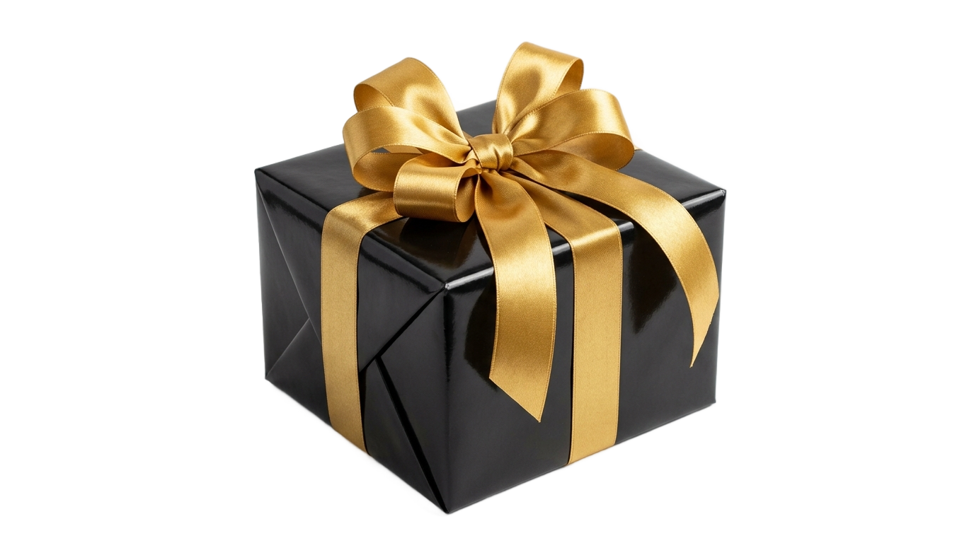 black and gold gift box png PNG transparent background