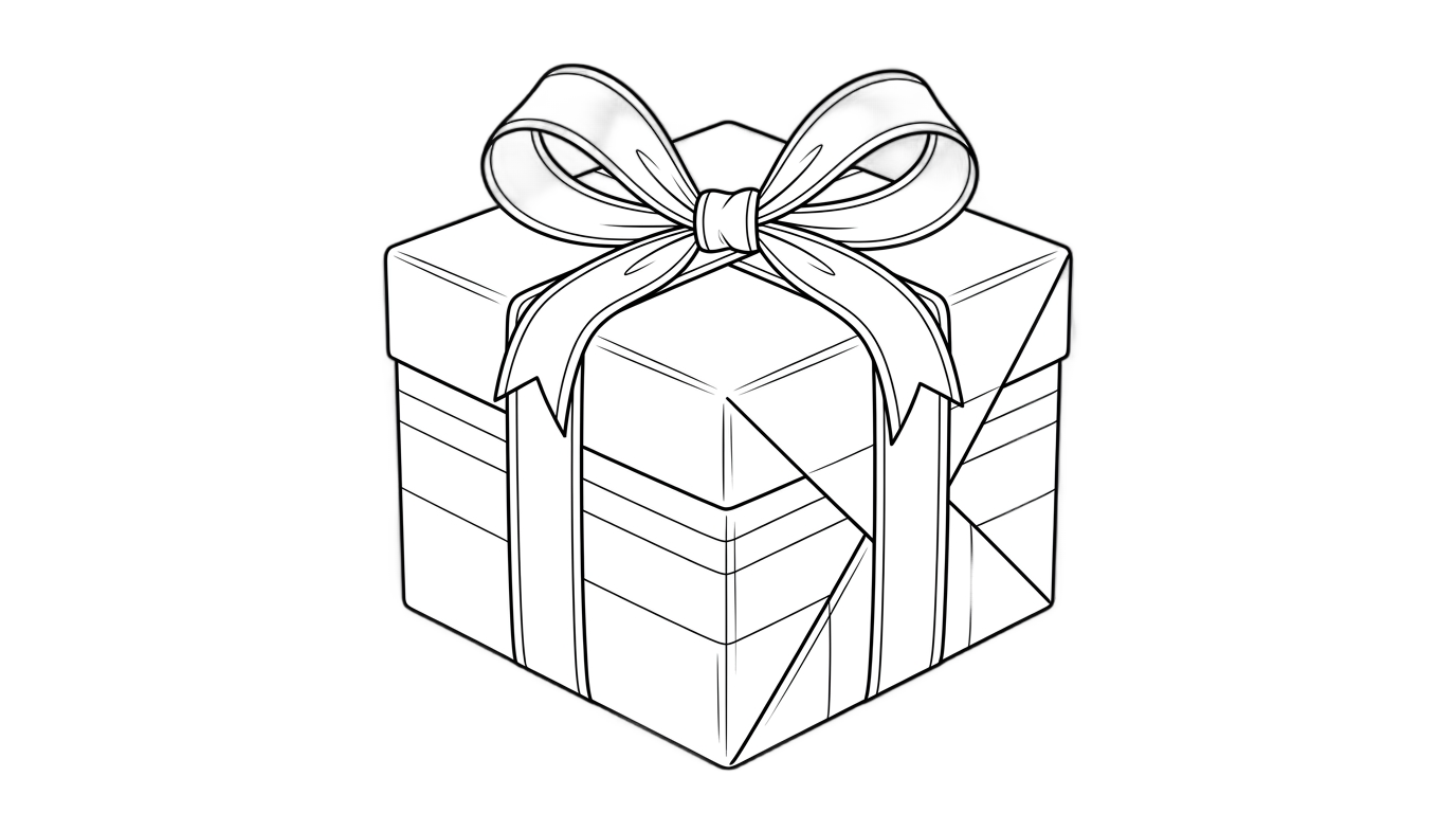 gift box png black and white PNG transparent background
