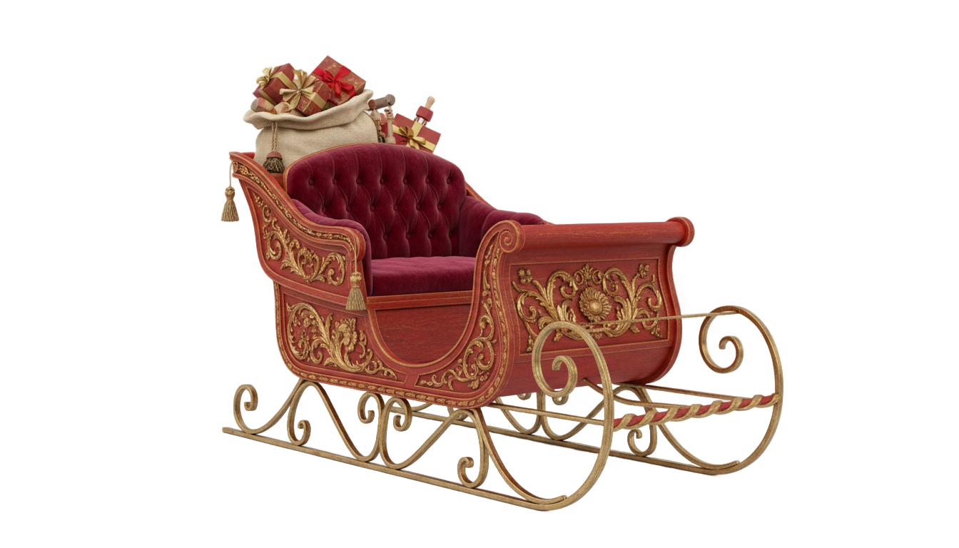 santa claus sleigh png PNG transparent background