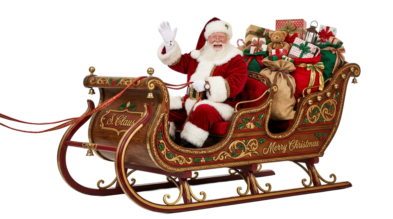 santa and his sleigh png PNG transparent background
