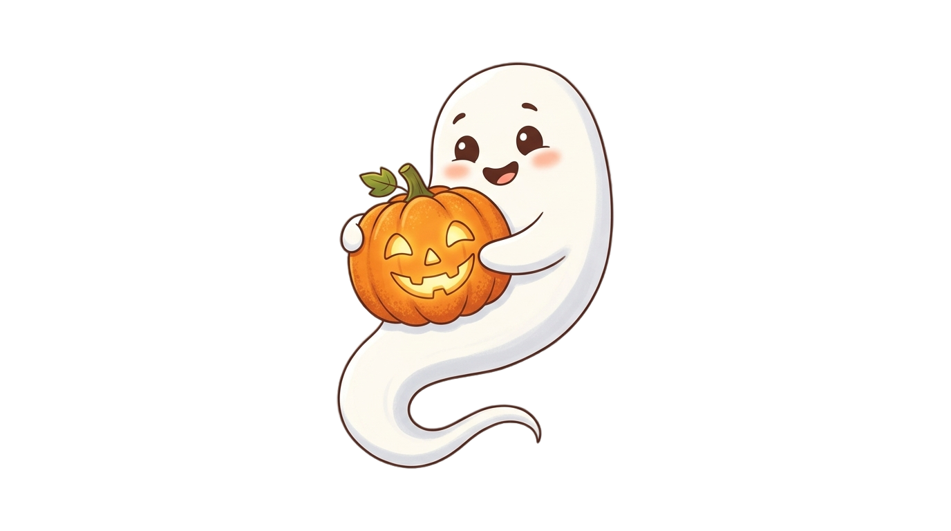 ghost with pumpkin png PNG transparent background