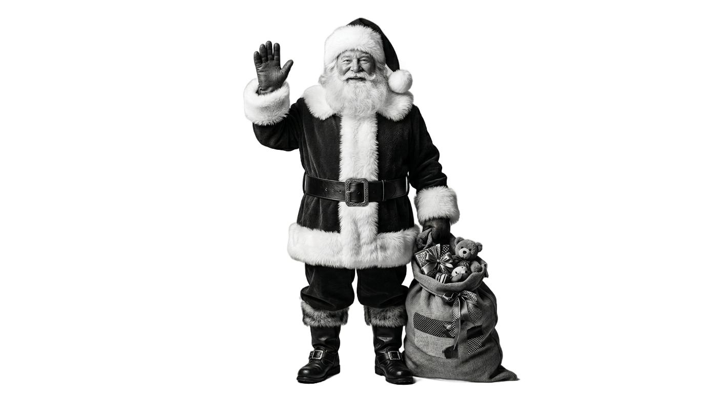 santa claus png black and white PNG transparent background