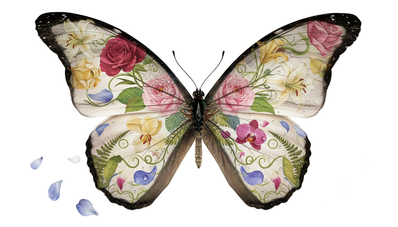 floral butterfly png PNG transparent background