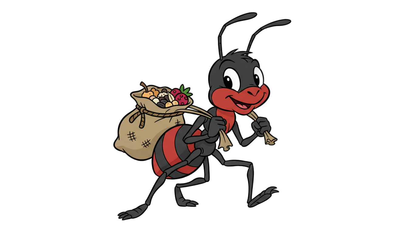 ant with bag png PNG transparent background