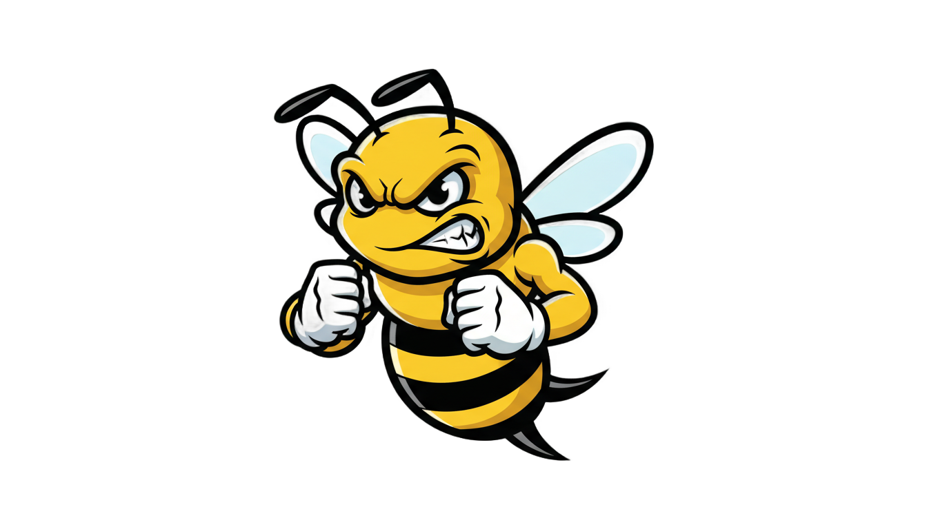 angry bee logo png PNG transparent background