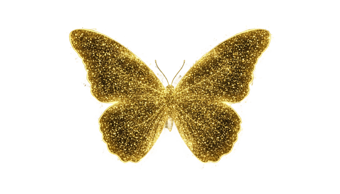 gold glitter butterfly png PNG transparent background