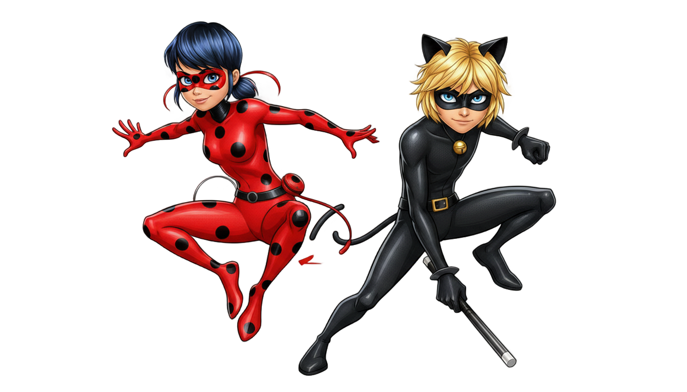 miraculous ladybug and cat noir png PNG transparent background