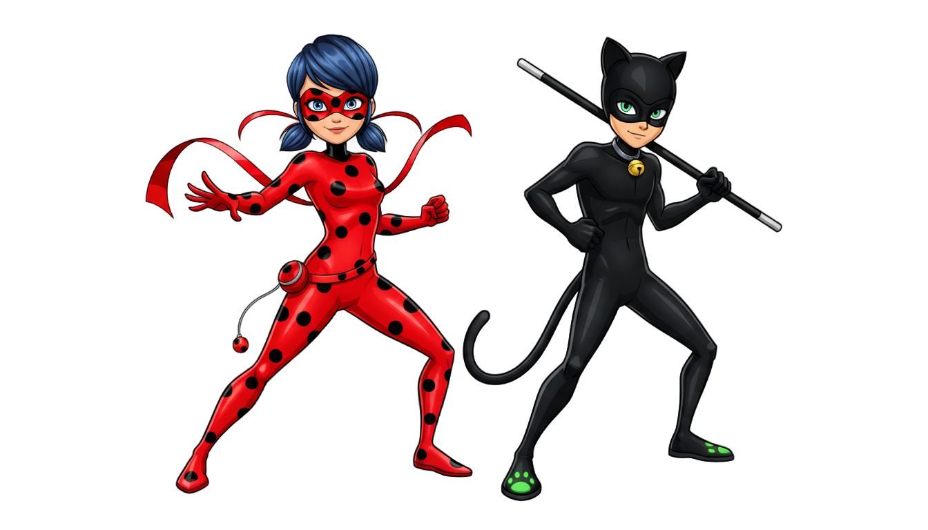miraculous ladybug and cat noir png PNG transparent background