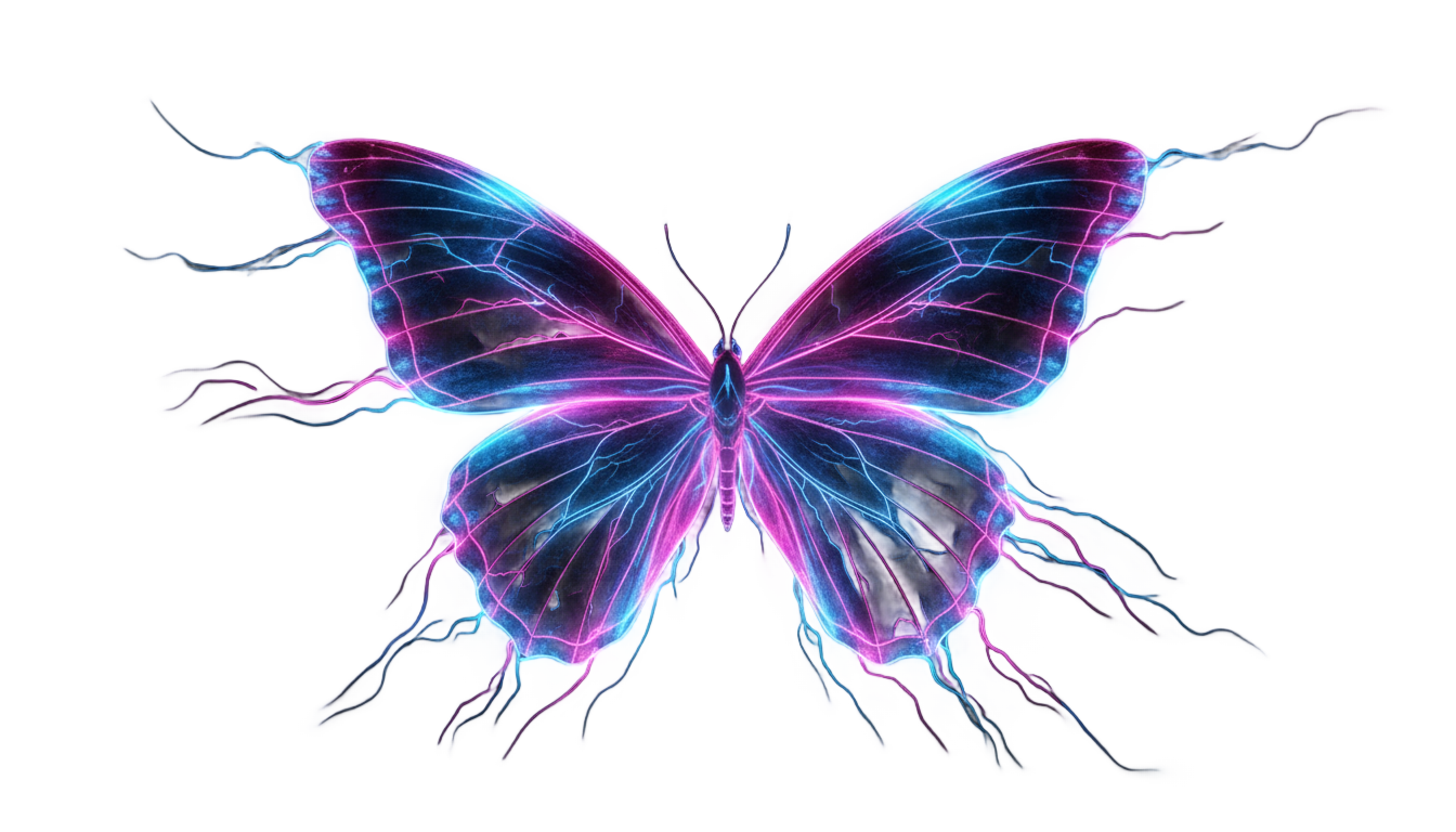neon light butterfly png PNG transparent background
