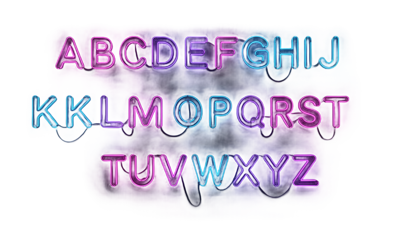 neon light alphabet png PNG transparent background
