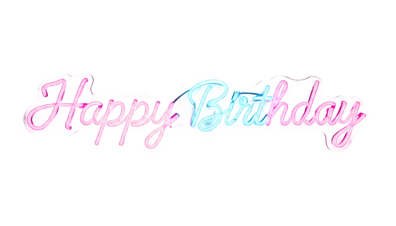 happy birthday neon light png PNG transparent background