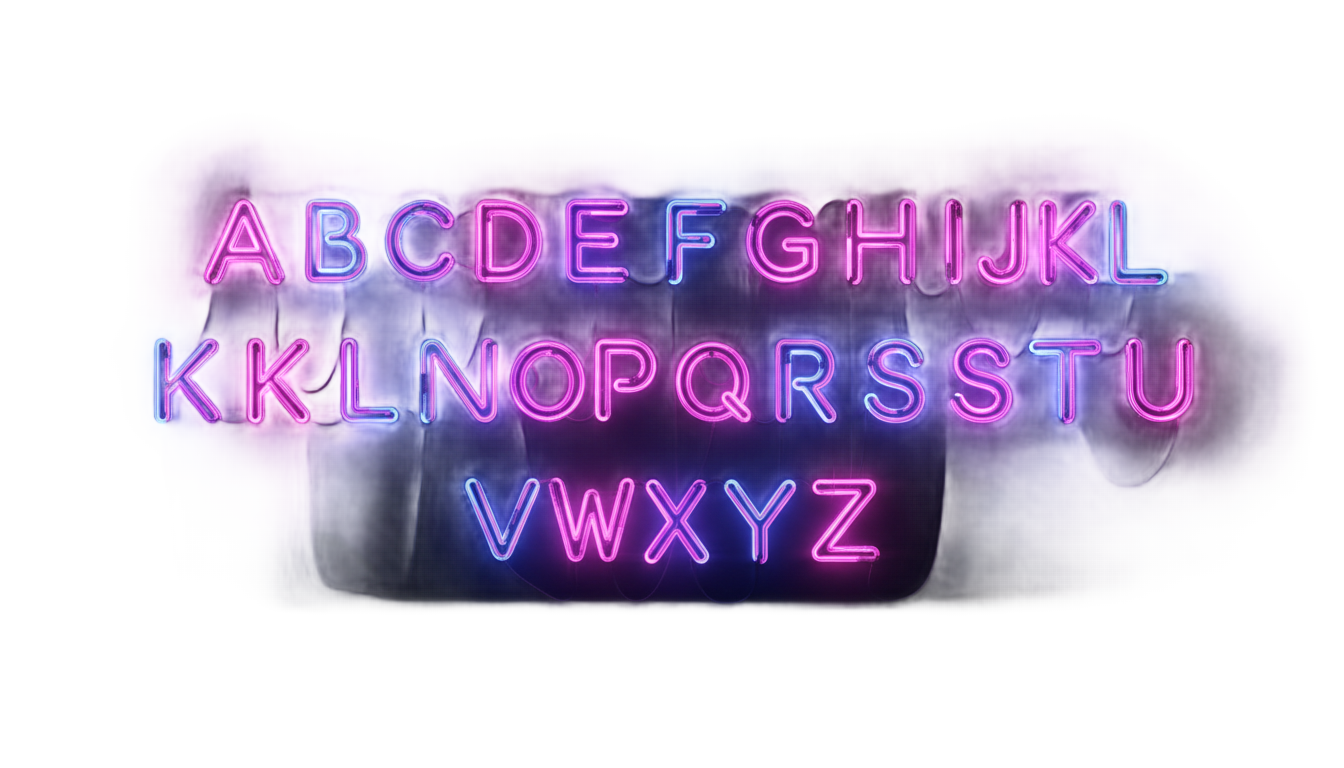 neon light alphabet png PNG transparent background