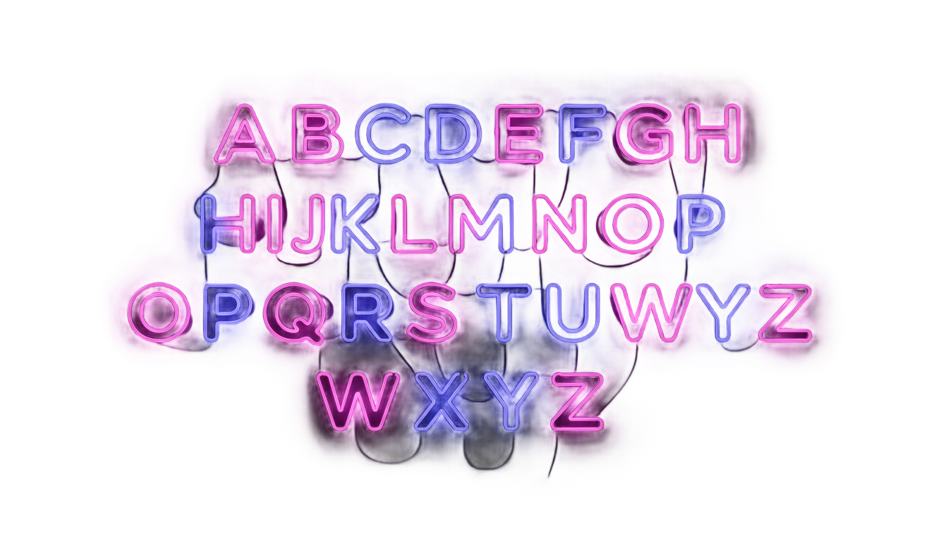 neon light alphabet png PNG transparent background