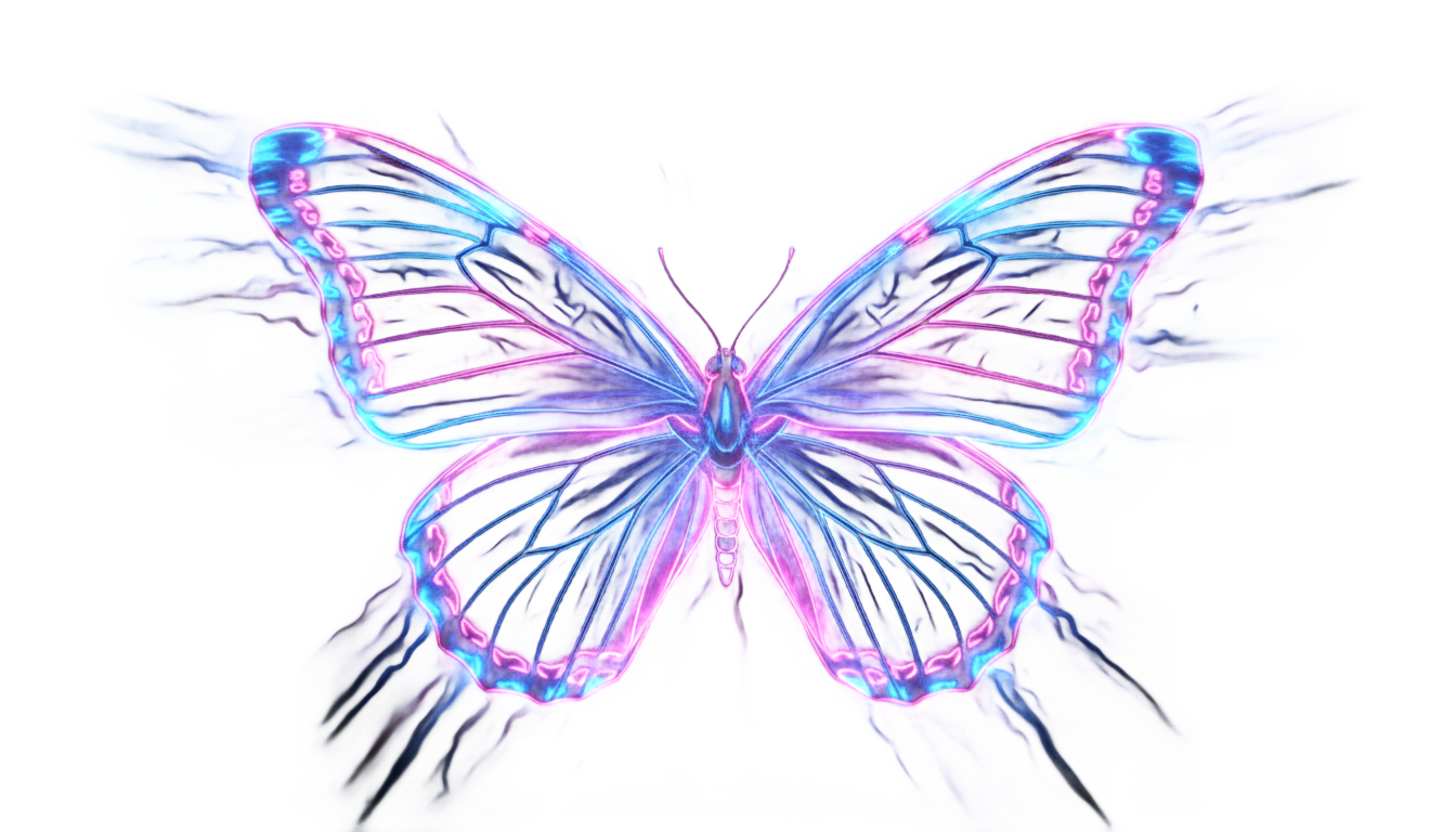 neon light butterfly png PNG transparent background