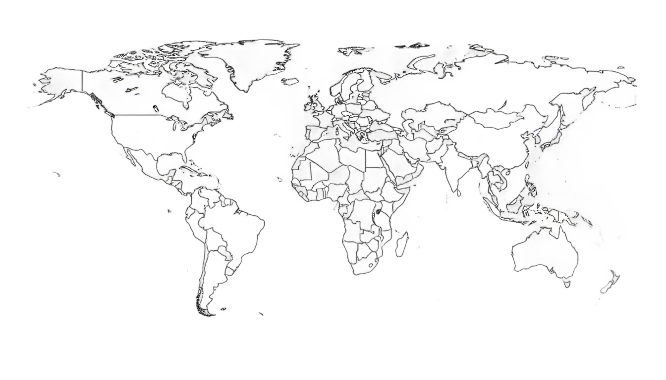 world map line png PNG transparent background