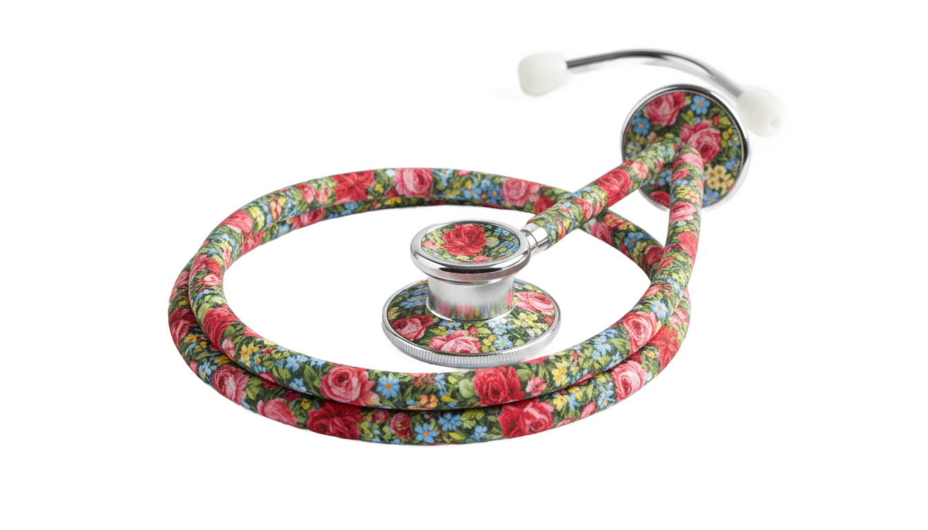 floral stethoscope png PNG transparent background