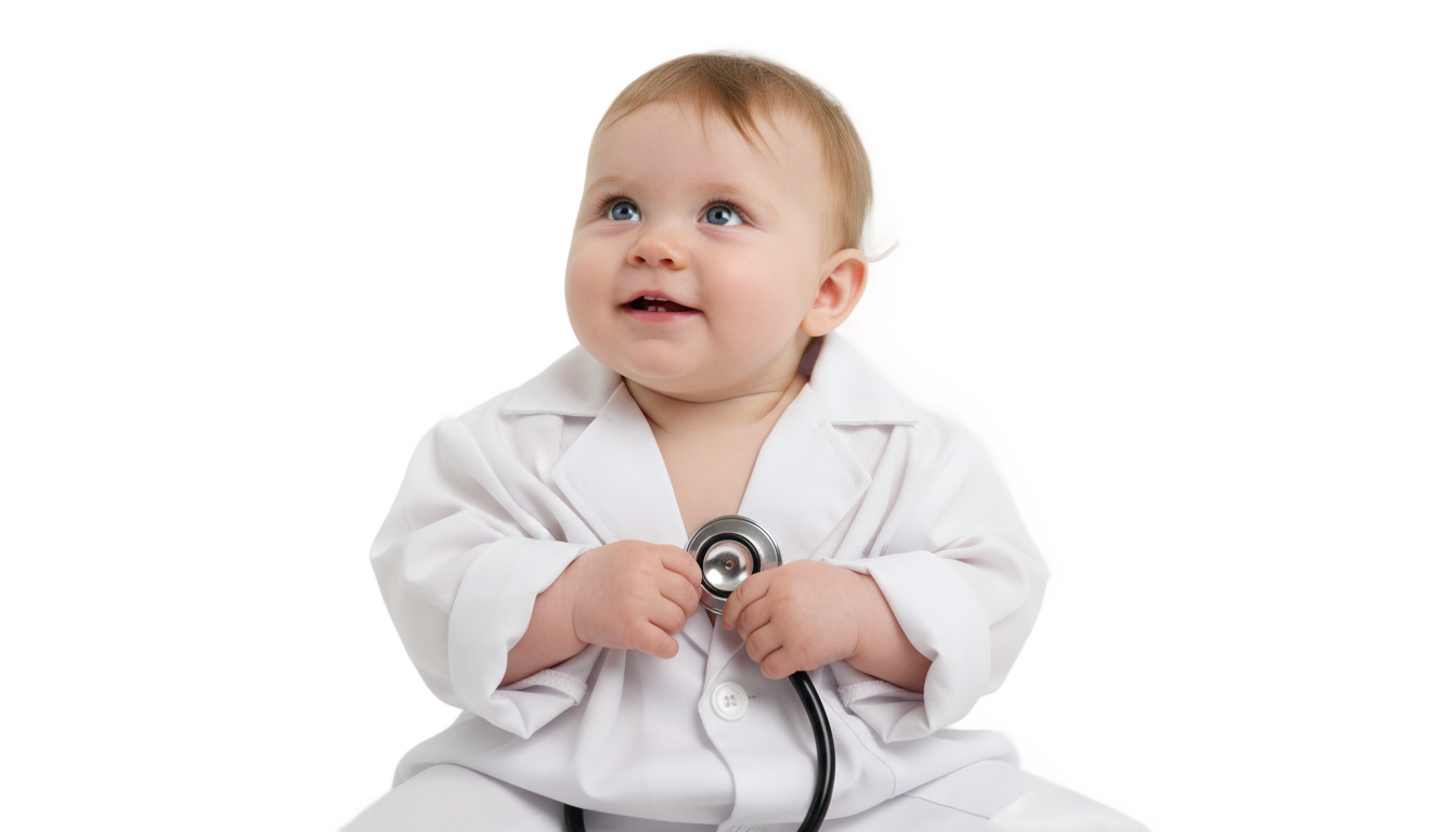baby with stethoscope png PNG transparent background
