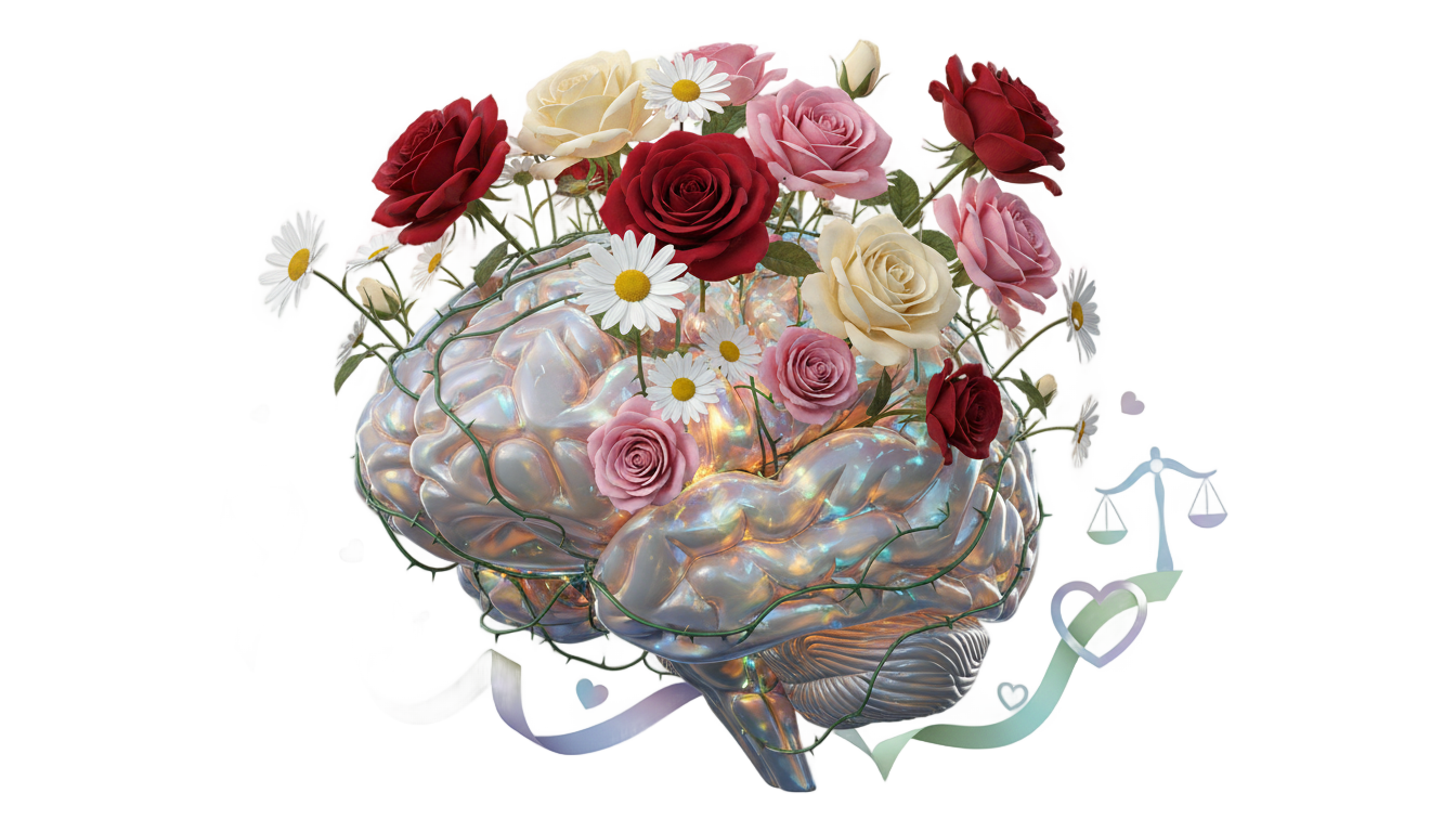 brain with flowers png PNG transparent background