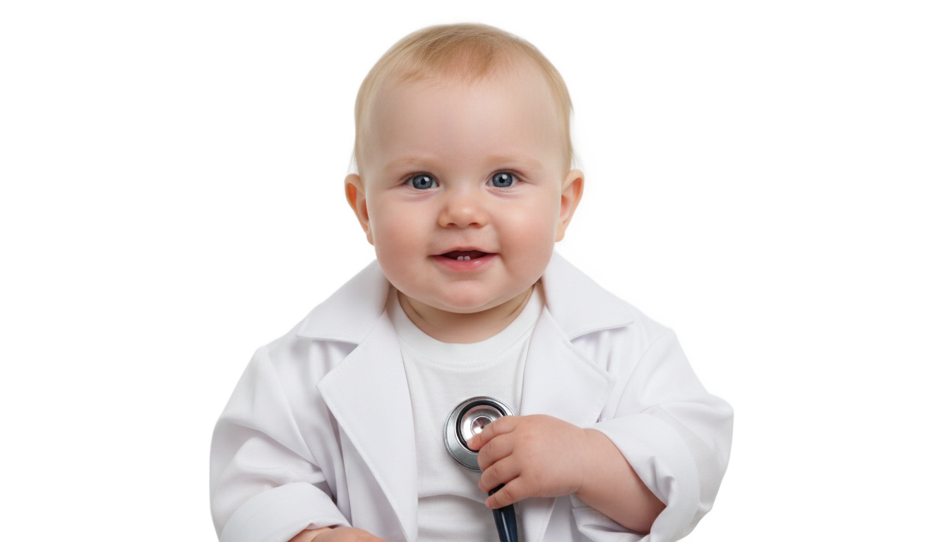 baby with stethoscope png PNG transparent background