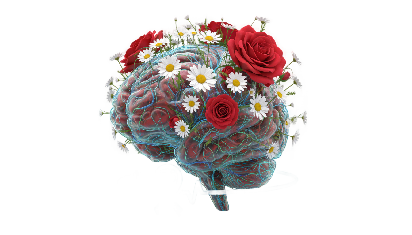 brain with flowers png PNG transparent background