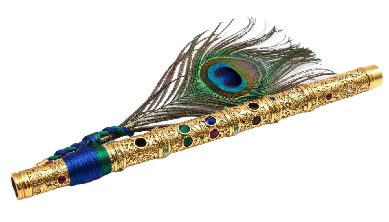 krishna flute with peacock feather png PNG transparent background