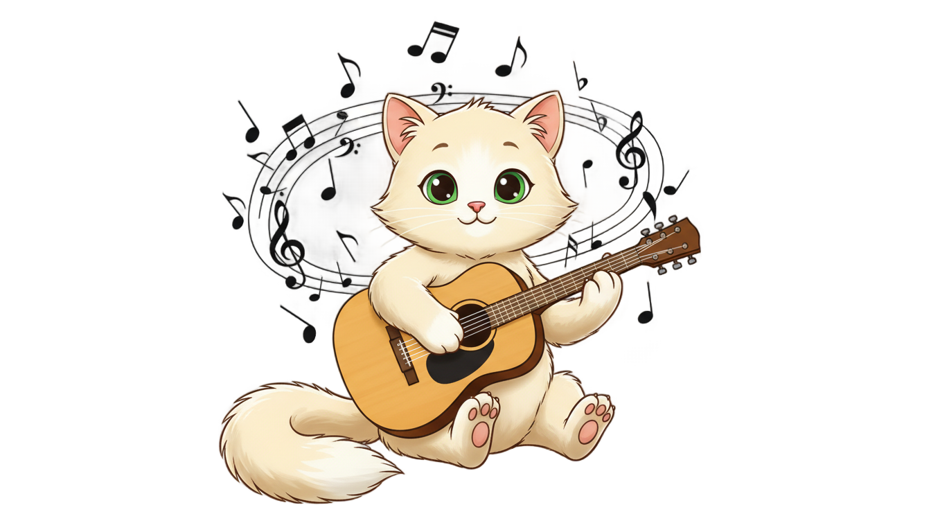 cat playing guitar png PNG transparent background