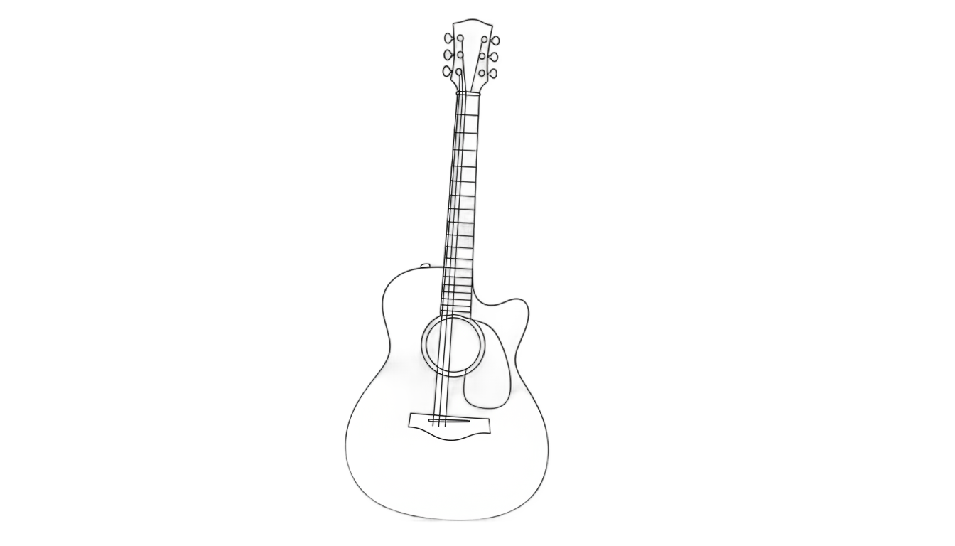 guitar line art png PNG transparent background