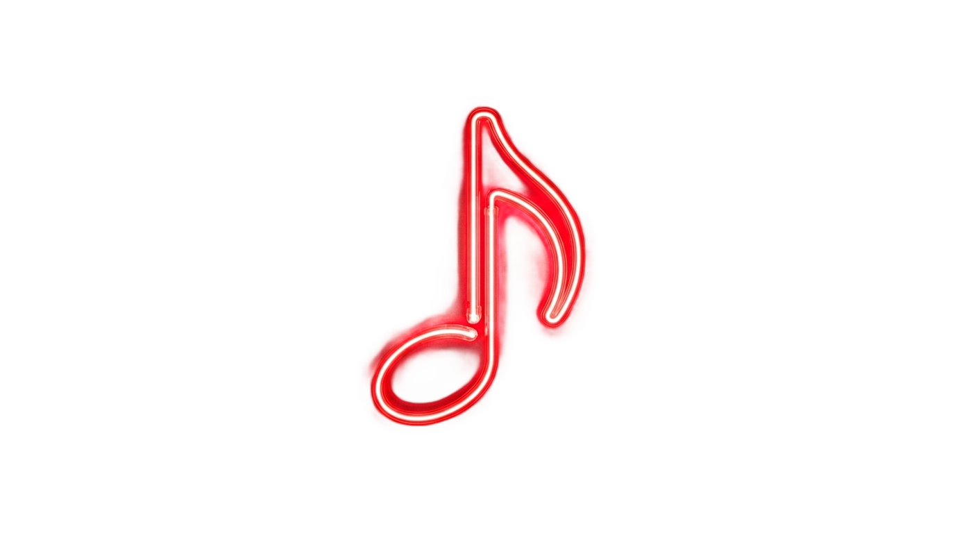 neon red music note png PNG transparent background