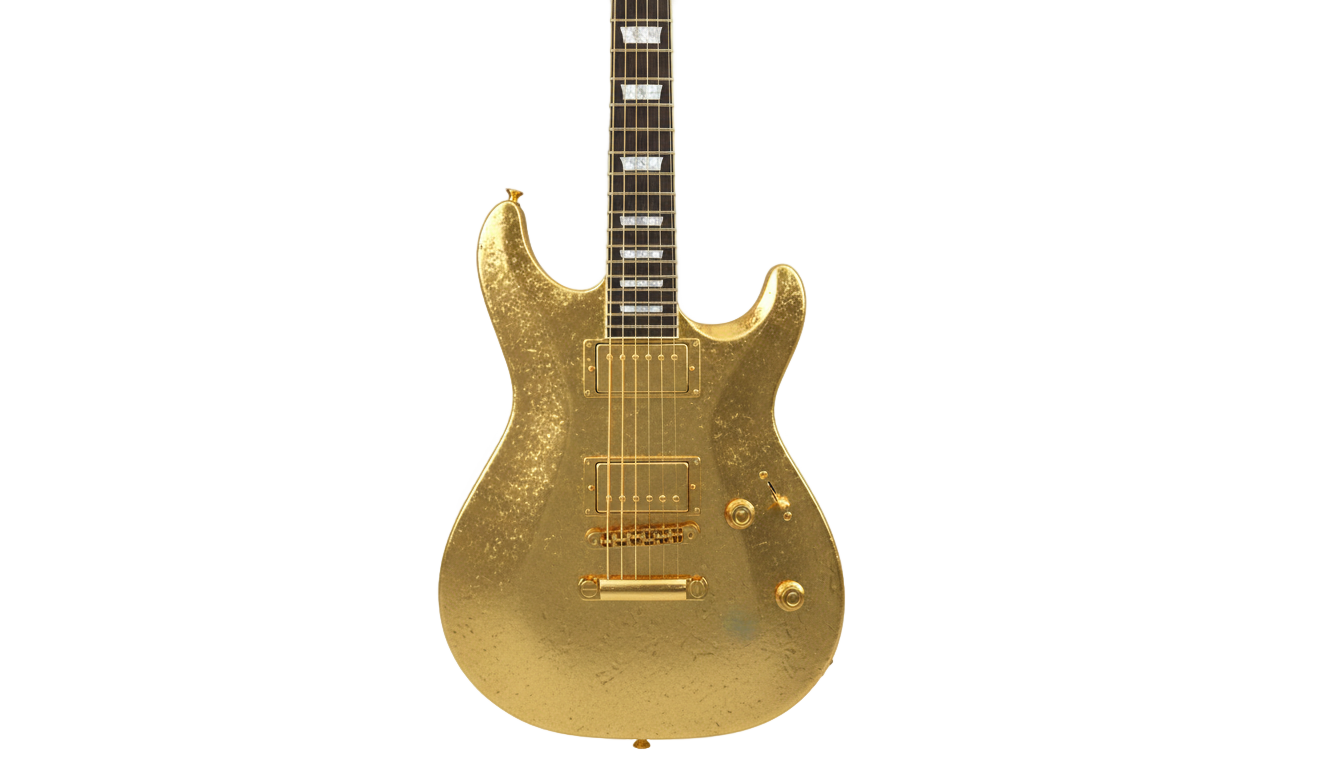 golden guitar png PNG transparent background
