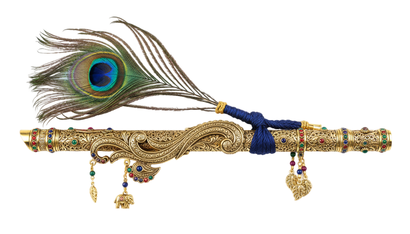 krishna flute with peacock feather png PNG transparent background