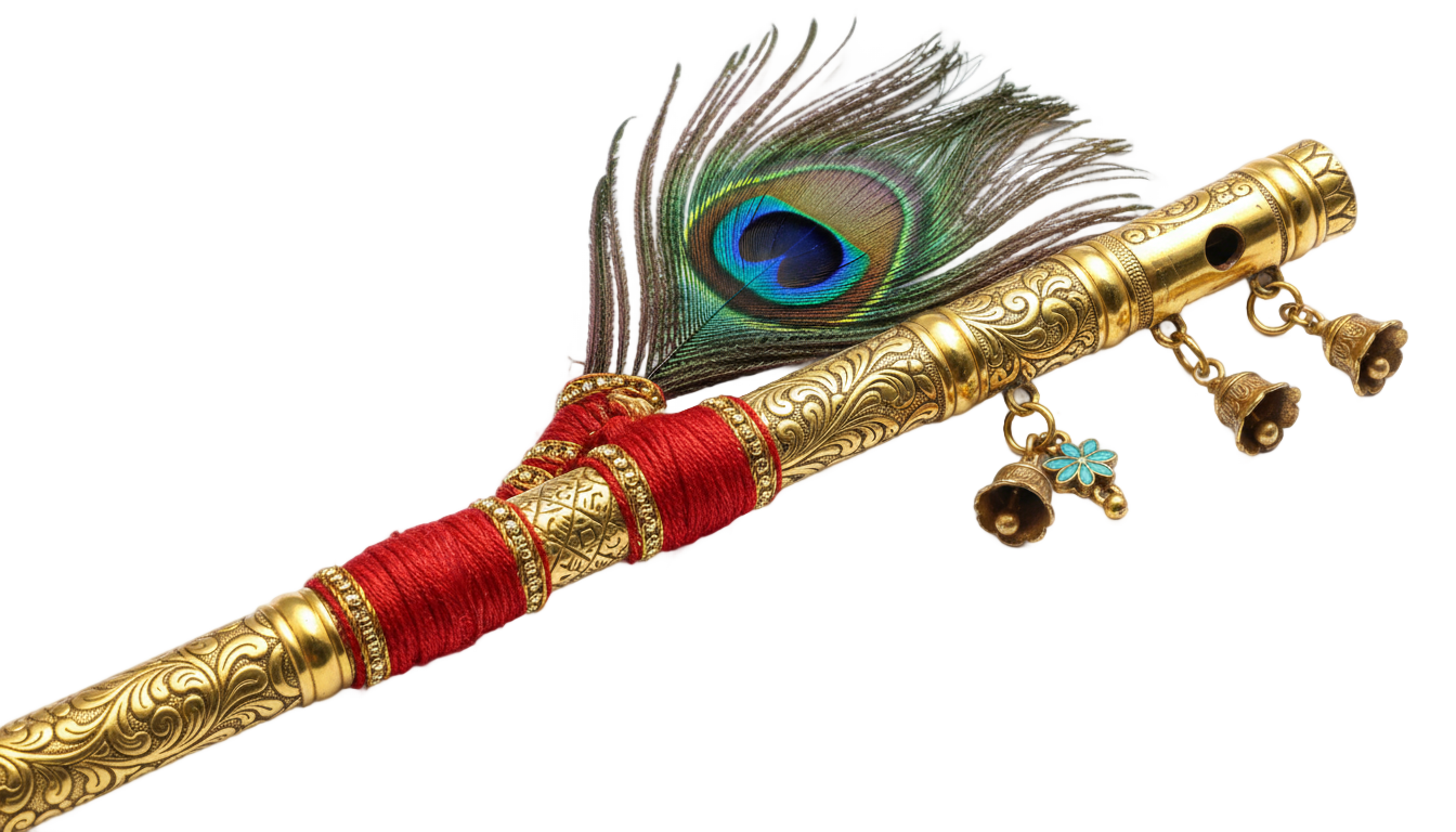 krishna flute with peacock feather png PNG transparent background