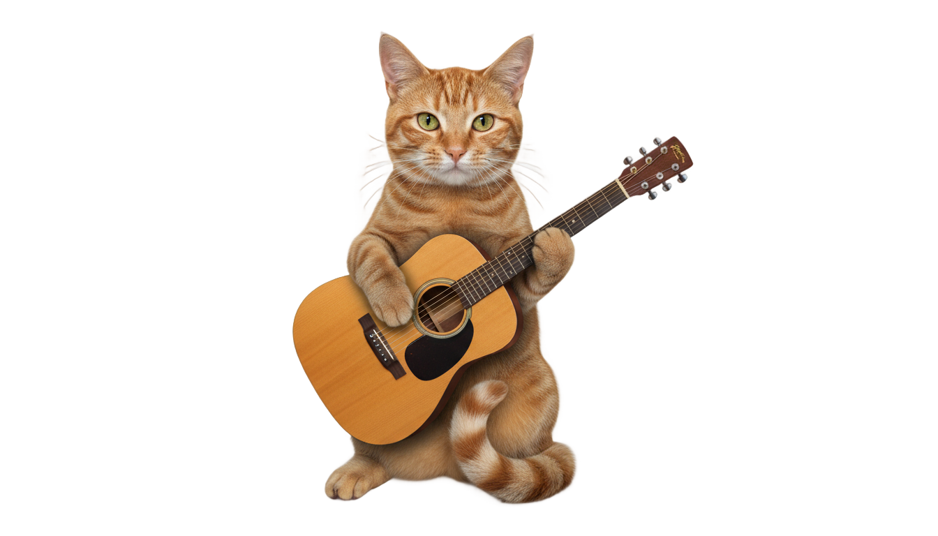 cat with guitar png PNG transparent background