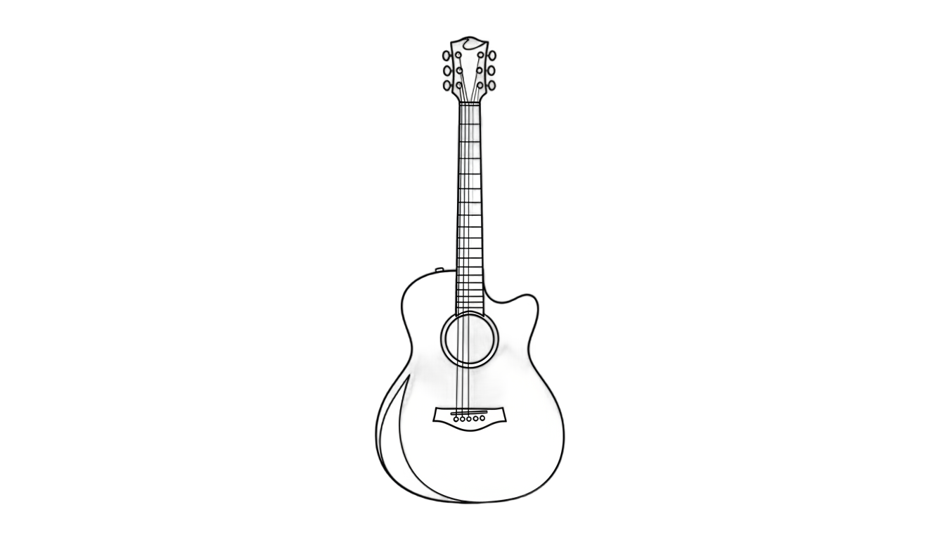 guitar line art png PNG transparent background