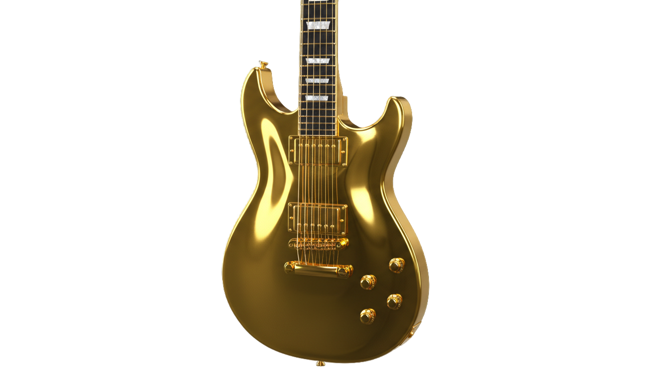 gold guitar png PNG transparent background