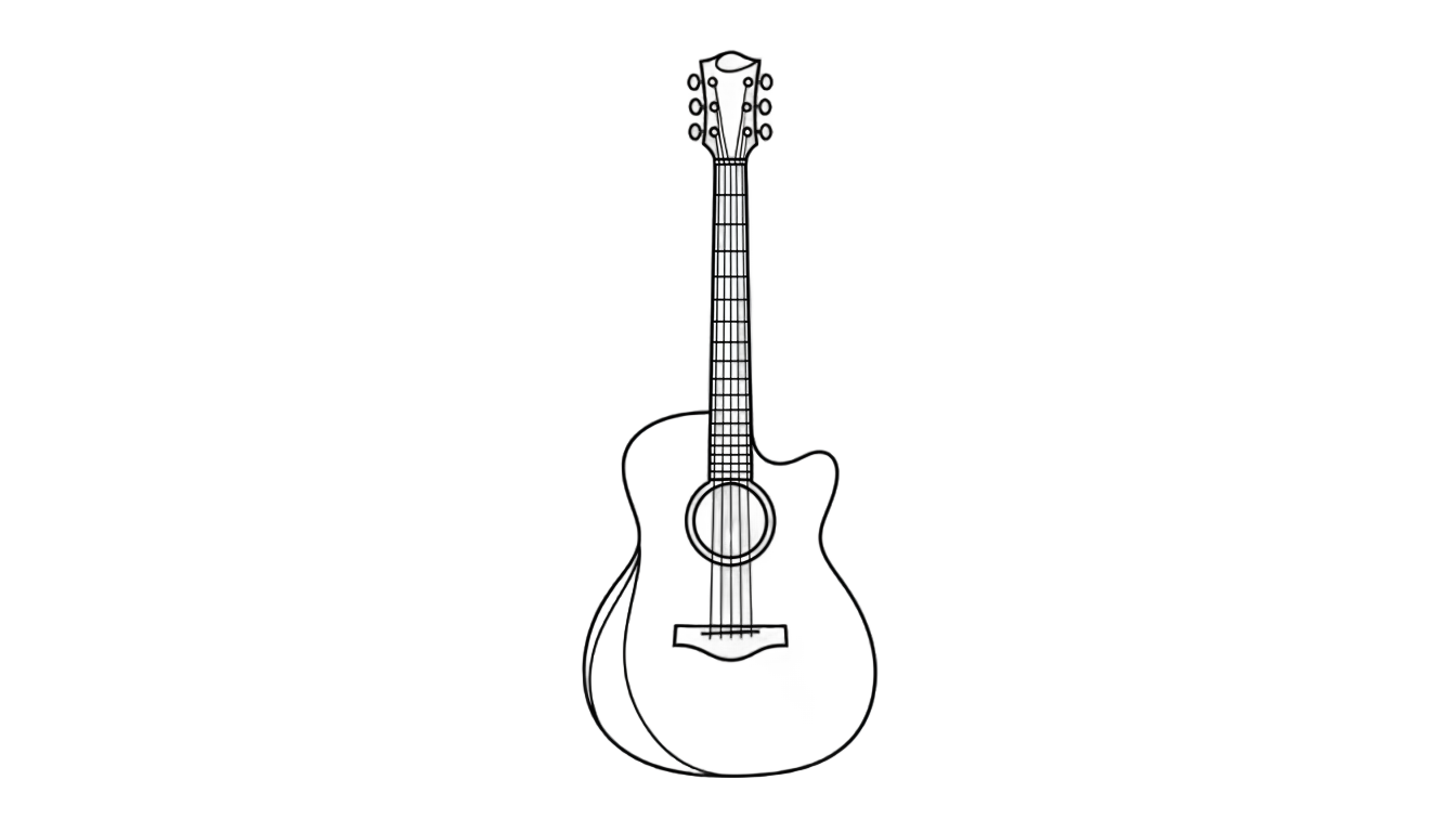 guitar line art png PNG transparent background