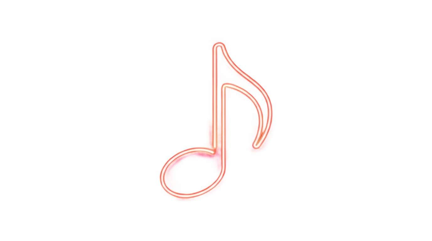 neon red music note png PNG transparent background