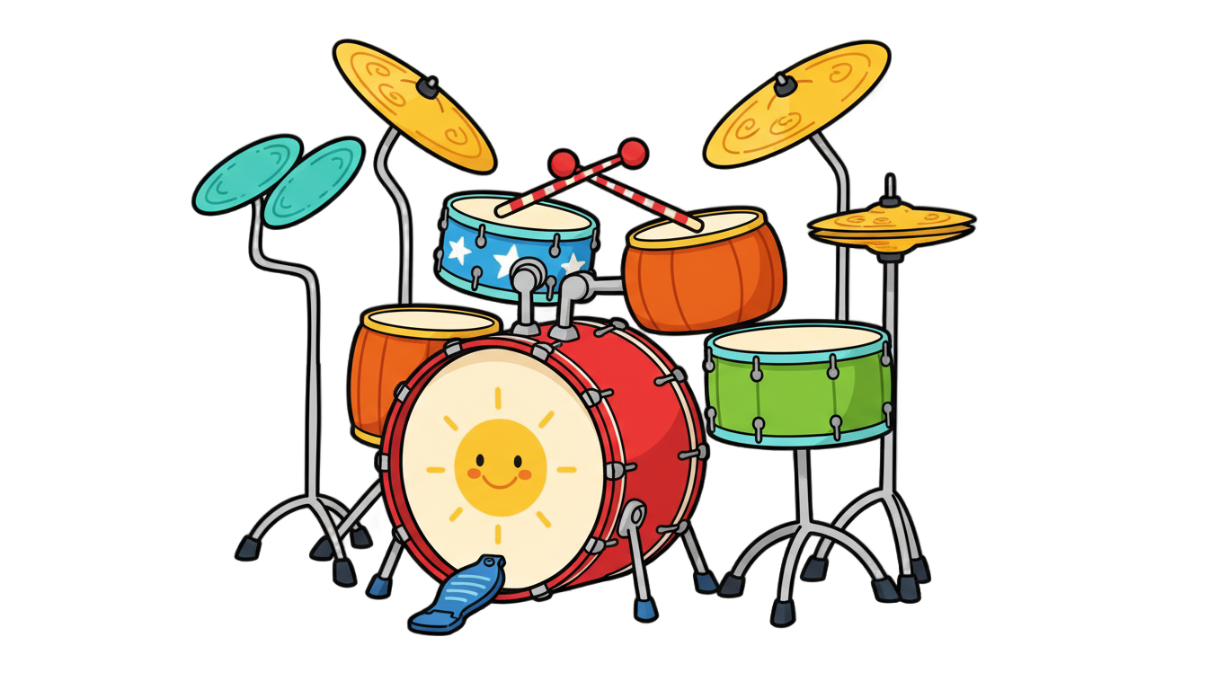 drum set cartoon png PNG transparent background