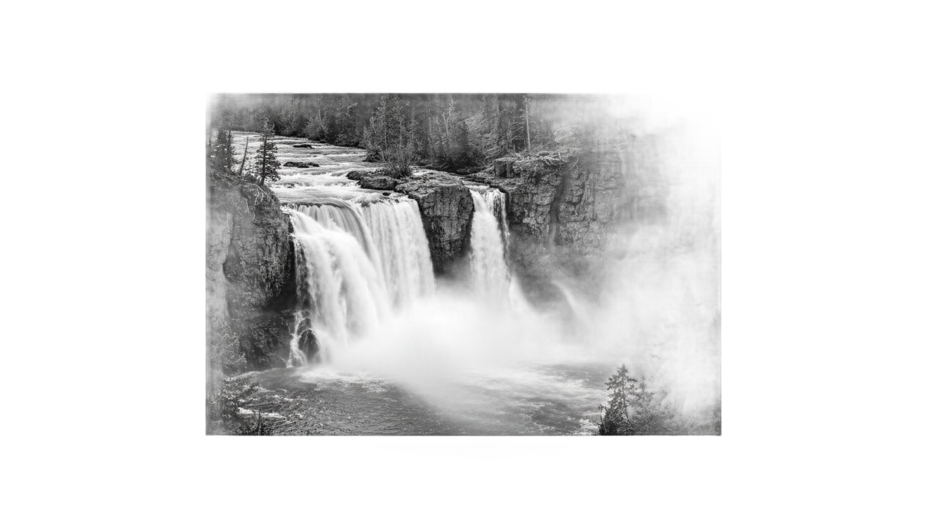 waterfall png black and white PNG transparent background