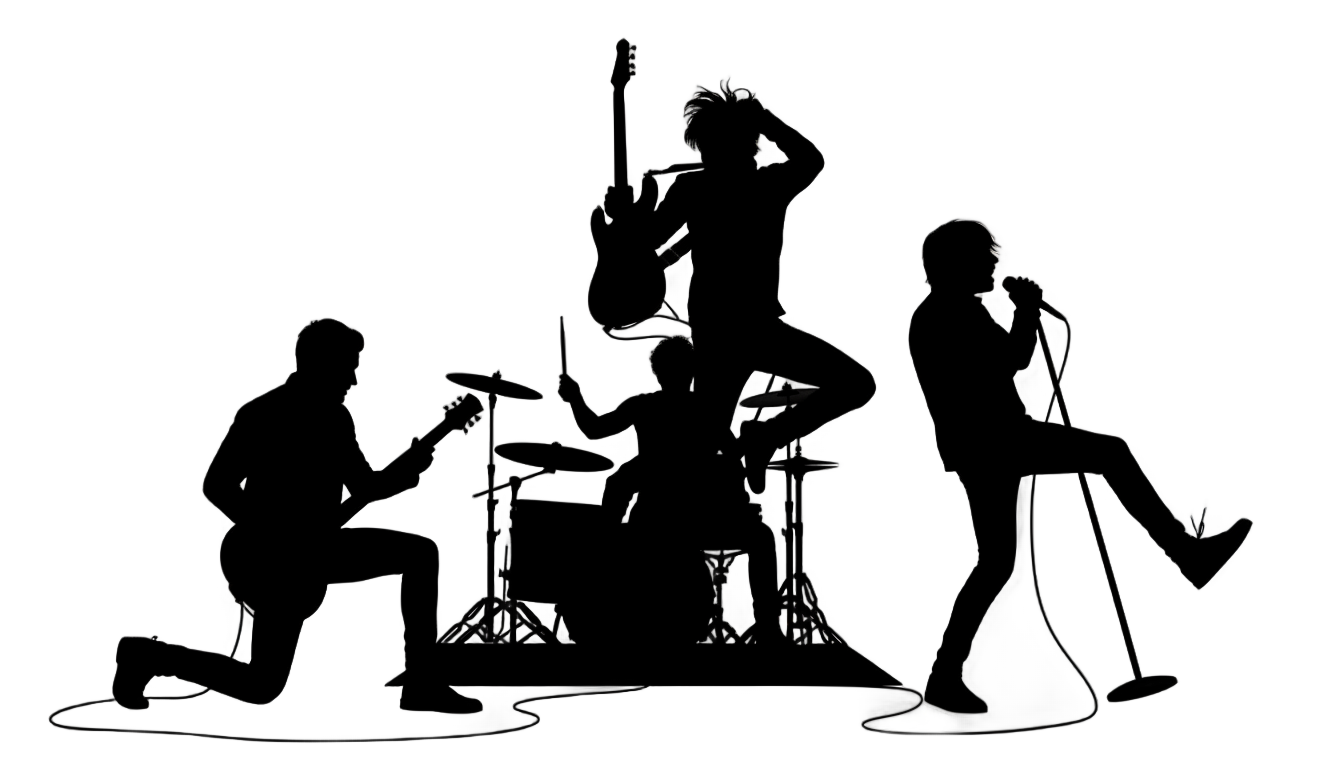 rock band silhouette png PNG transparent background