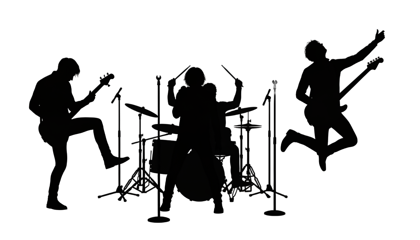 rock band silhouette png PNG transparent background