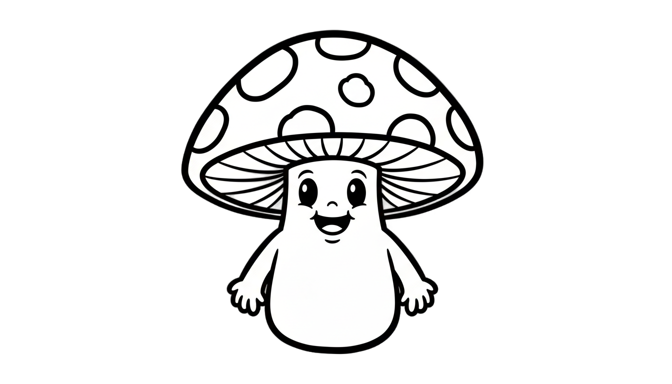 mushroom cartoon png black and white PNG transparent background