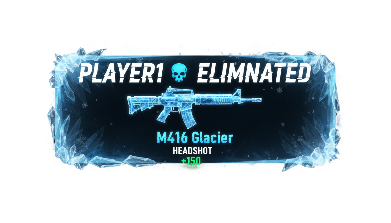 m416 glacier kill message png PNG transparent background