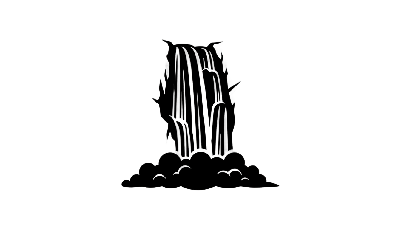 waterfall silhouette png PNG transparent background