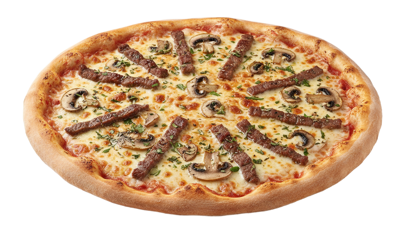 beef and mushroom pizza png PNG transparent background